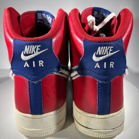 Nike Air Force 1 High Top Red Shoes Mens Size 10 Chenille Swoosh Sneakers AF1 BF - Picture 6 of 12